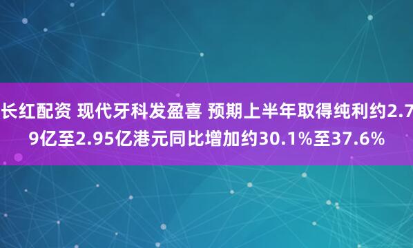 长红配资 现代牙科发盈喜 预期上半年取得纯利约2.79亿至2.95亿港元同比增加约30.1%至37.6%
