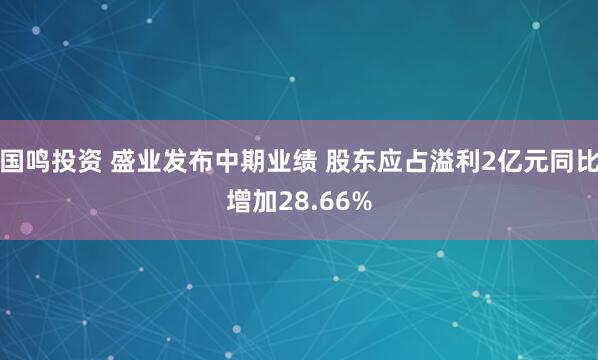国鸣投资 盛业发布中期业绩 股东应占溢利2亿元同比增加28.66%